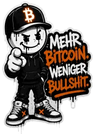 Pete mit Bitcoin-Cap, verschränkte Arme, skeptischer Blick